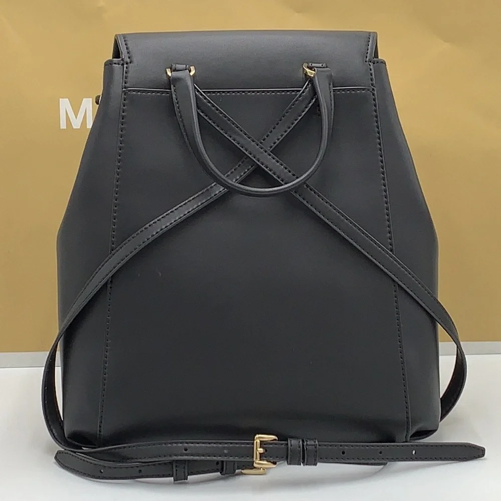 MICHAEL KORS PHOEBE MEDIUM FLAP DRAWSTRING BACKPACK BLACK COLOR - Picture 12 of 16